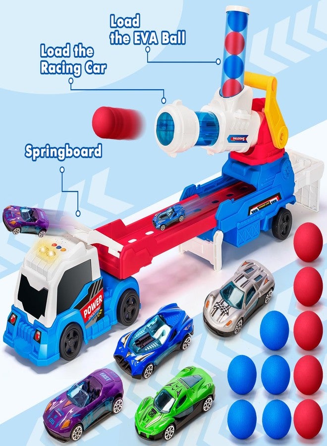 BainGesk Semi Truck Toys Car for 3, 4, 5, 6, 7, 8 Years Old Boys Girls, 28" Ejection and Shooting Truck with Light & Sounds, Includes 4 Race Cars, 10 EVA Balls, Large Car Toys Gifts for Toddler - Image 5
